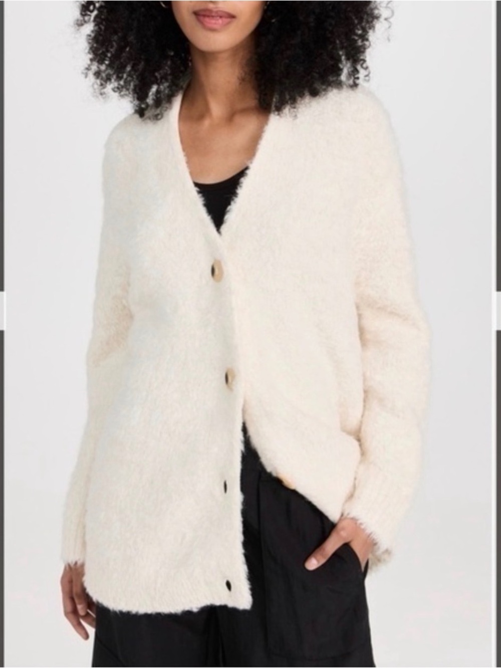 New! VINCE Oversized Teddy Cardigan in Off White Size XXS